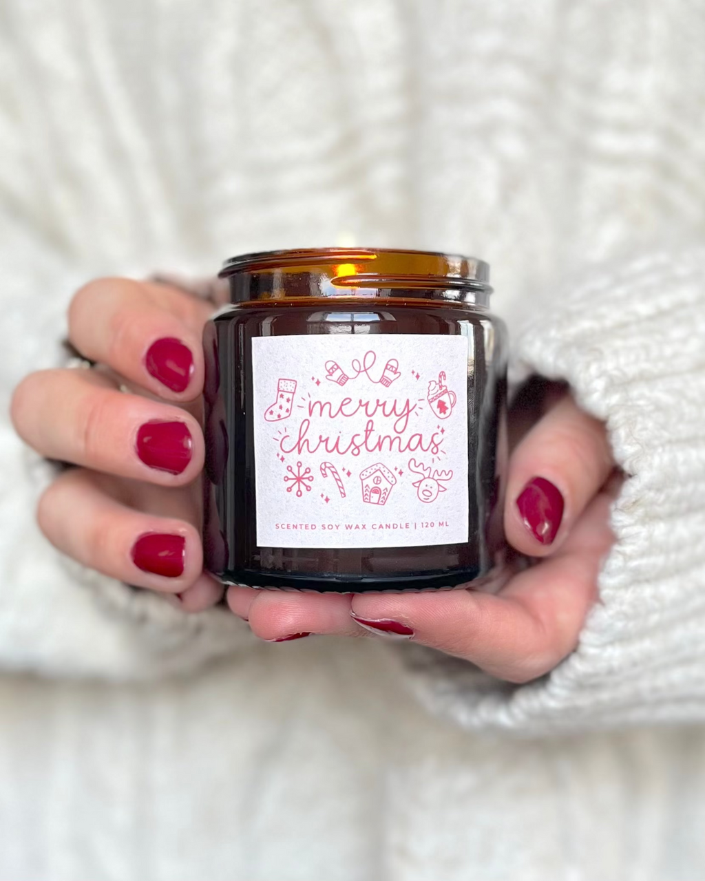 Merry Christmas Scented Natural Soy Wax Candle - BearHugs - Thinking Of You Gifts