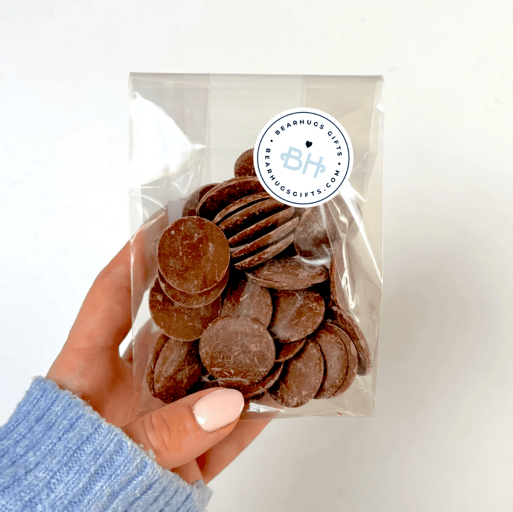 Naturally Vegan Dark Chocolate Buttons - With Personalised Message Label - BearHugs - thinking of you gifts by post
