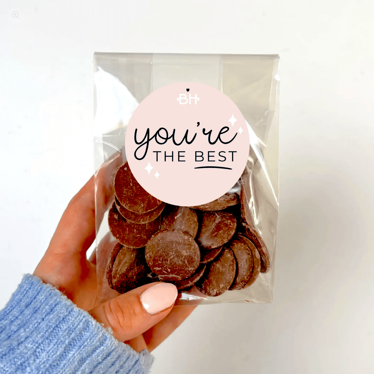 Naturally Vegan Dark Chocolate Buttons - With Personalised Message Label - BearHugs - thinking of you gifts by post