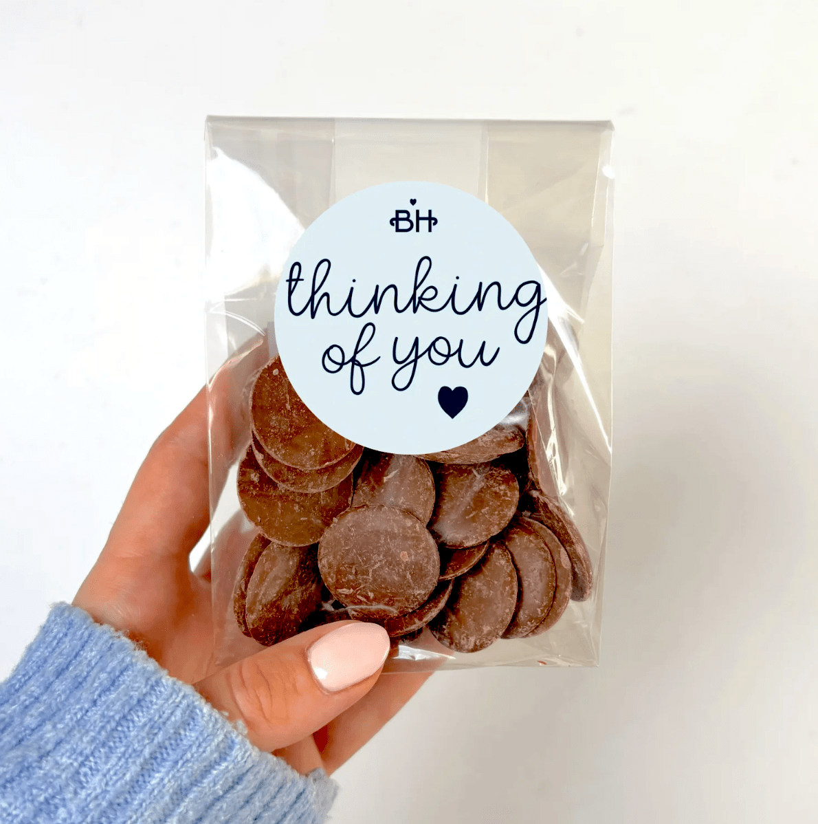 Naturally Vegan Dark Chocolate Buttons - With Personalised Message Label - BearHugs - thinking of you gifts by post