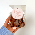 Naturally Vegan Dark Chocolate Buttons - With Personalised Message Label - BearHugs - thinking of you gifts by post