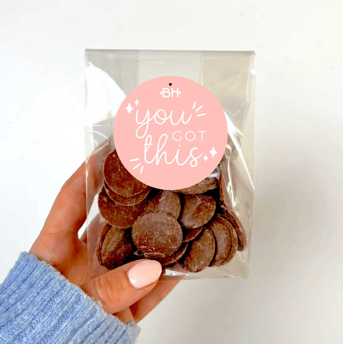 Naturally Vegan Dark Chocolate Buttons - With Personalised Message Label - BearHugs - thinking of you gifts by post