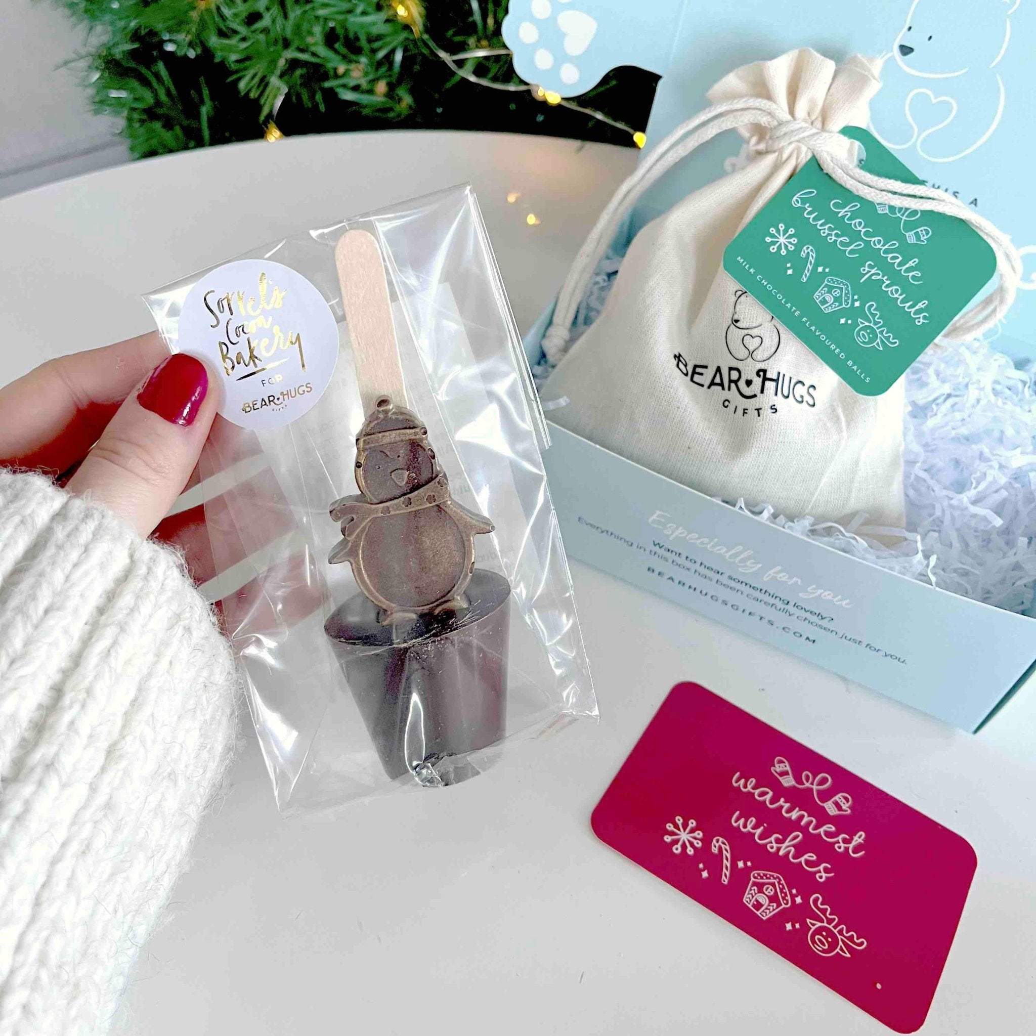 Naturally Vegan Dark Chocolate Penguin Hot Chocolate Stirrer - BearHugs - thinking of you gifts by post