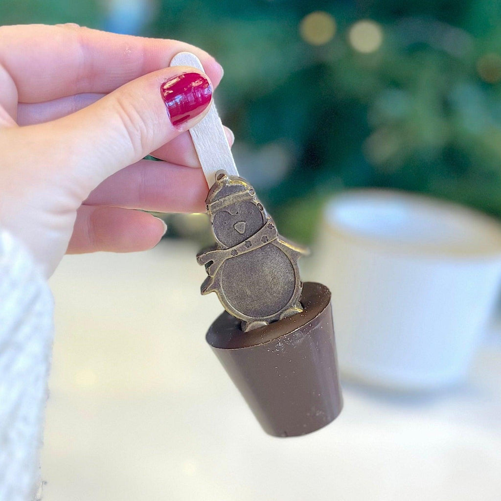 Naturally Vegan Dark Chocolate Penguin Hot Chocolate Stirrer - BearHugs - thinking of you gifts by post