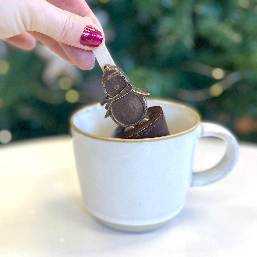 Naturally Vegan Dark Chocolate Penguin Hot Chocolate Stirrer - BearHugs - thinking of you gifts by post
