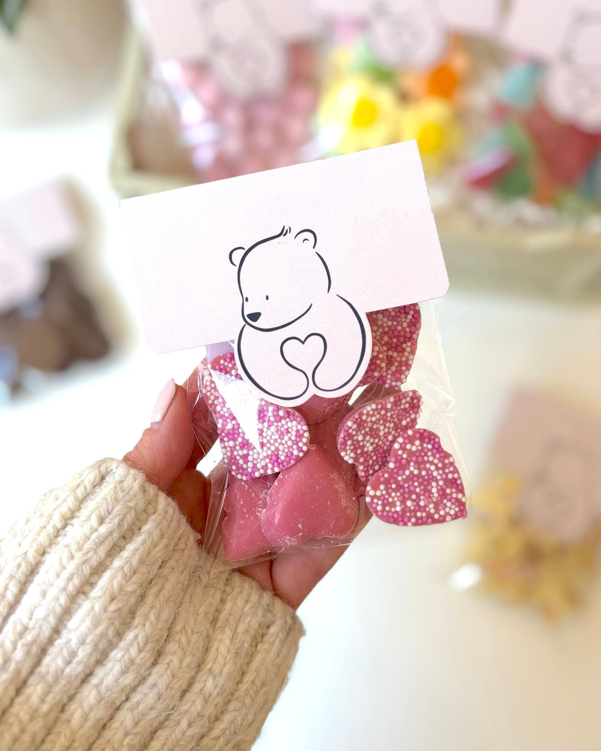 Pink Chocolate Heart Sprinkle Sweets - BearHugs - thinking of you gifts by post