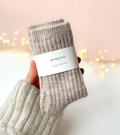 Taupe Wool Blend Socks - BearHugs - thinking of you gifts by post