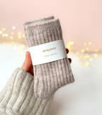 Taupe Wool Blend Socks - BearHugs - thinking of you gifts by post