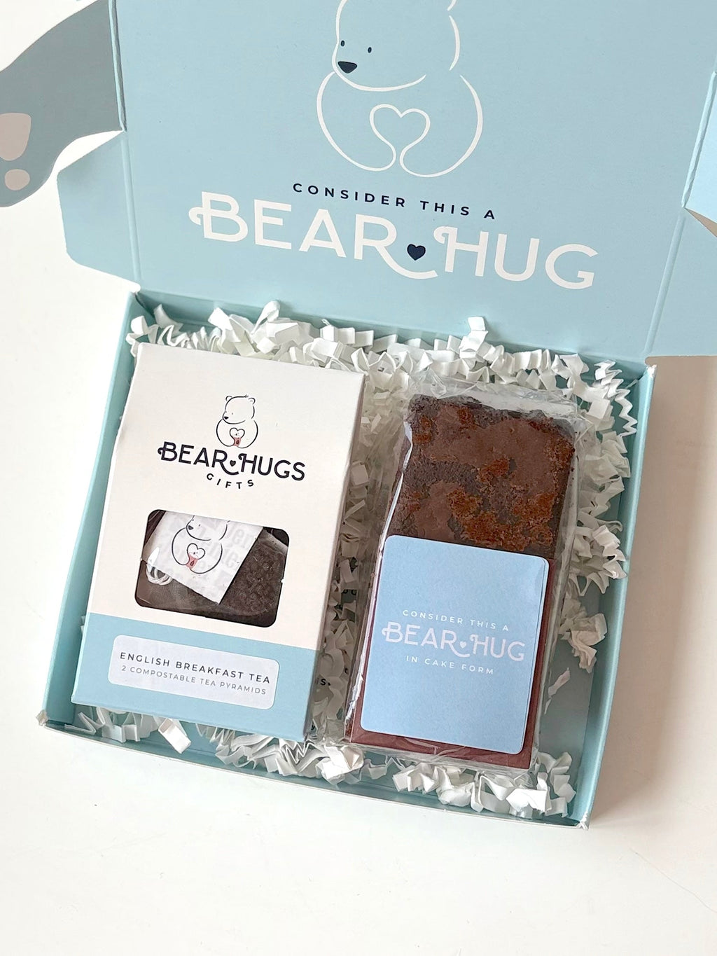 Tea and Brownie Letterbox Hug in a Box - BearHugs - thinking of you gifts by post