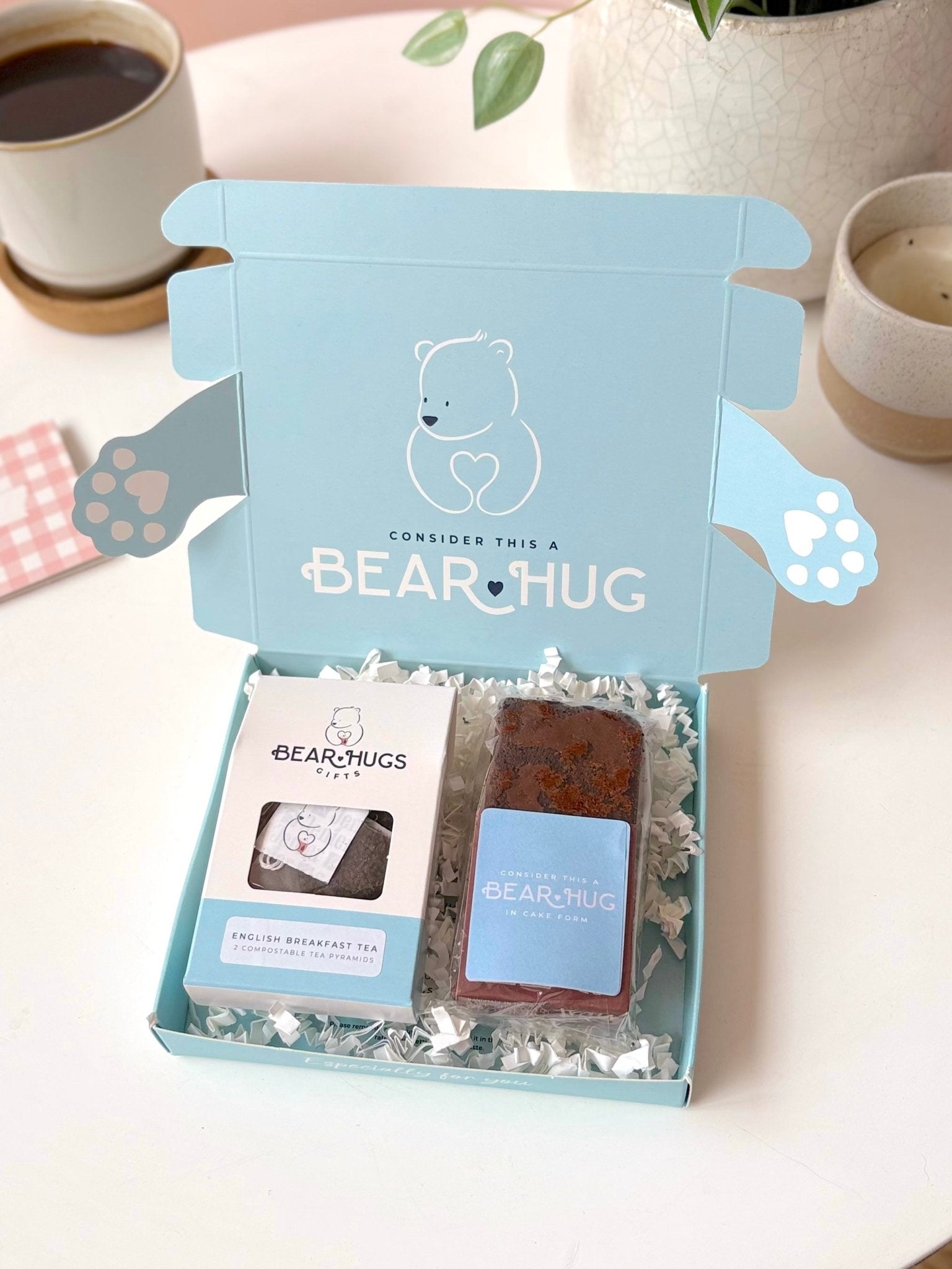 Tea and Brownie Letterbox Hug in a Box - BearHugs - thinking of you gifts by post