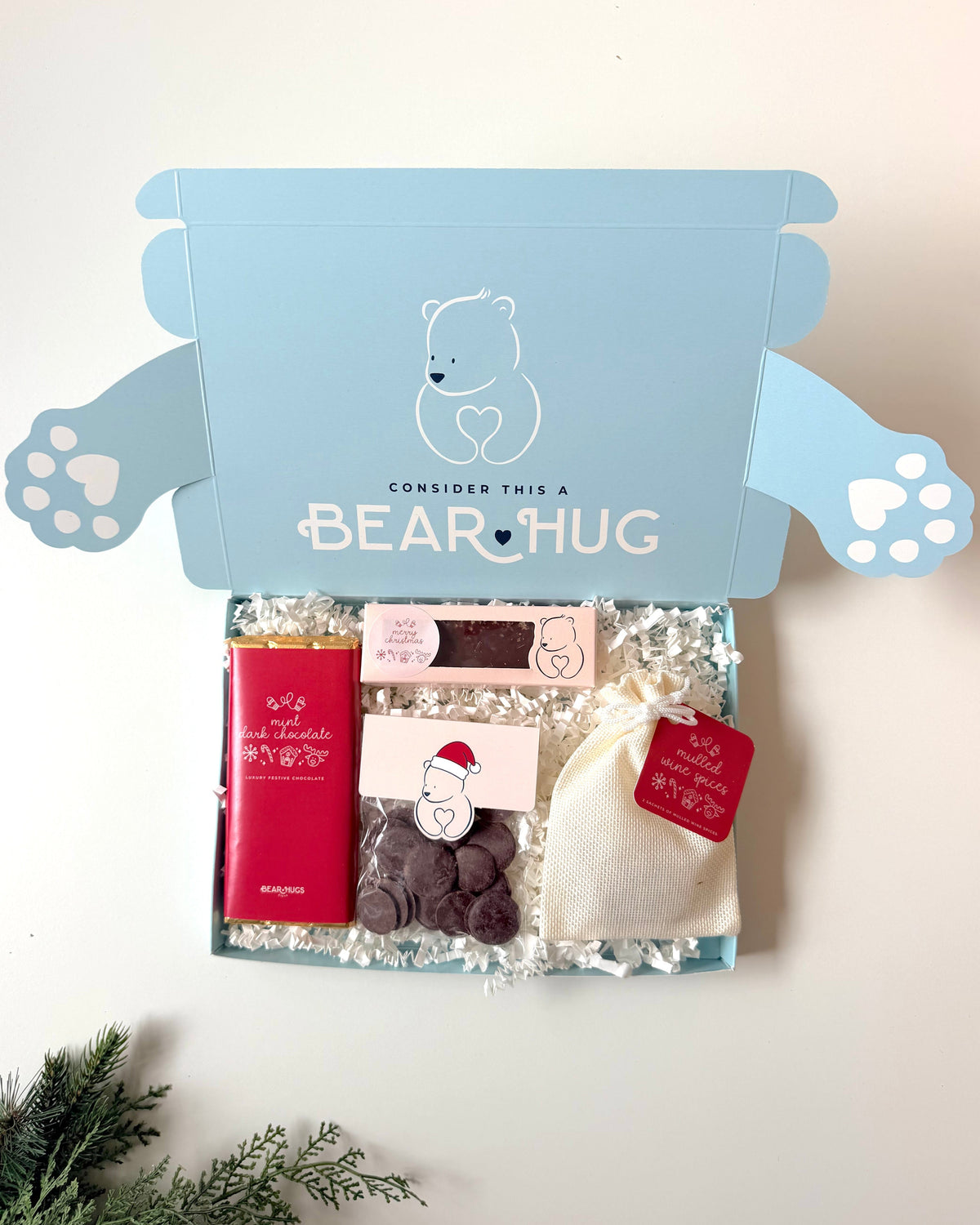 Vegan Christmas Letterbox Friendly Hug in a Box - BearHugs - thinking of you gifts by post