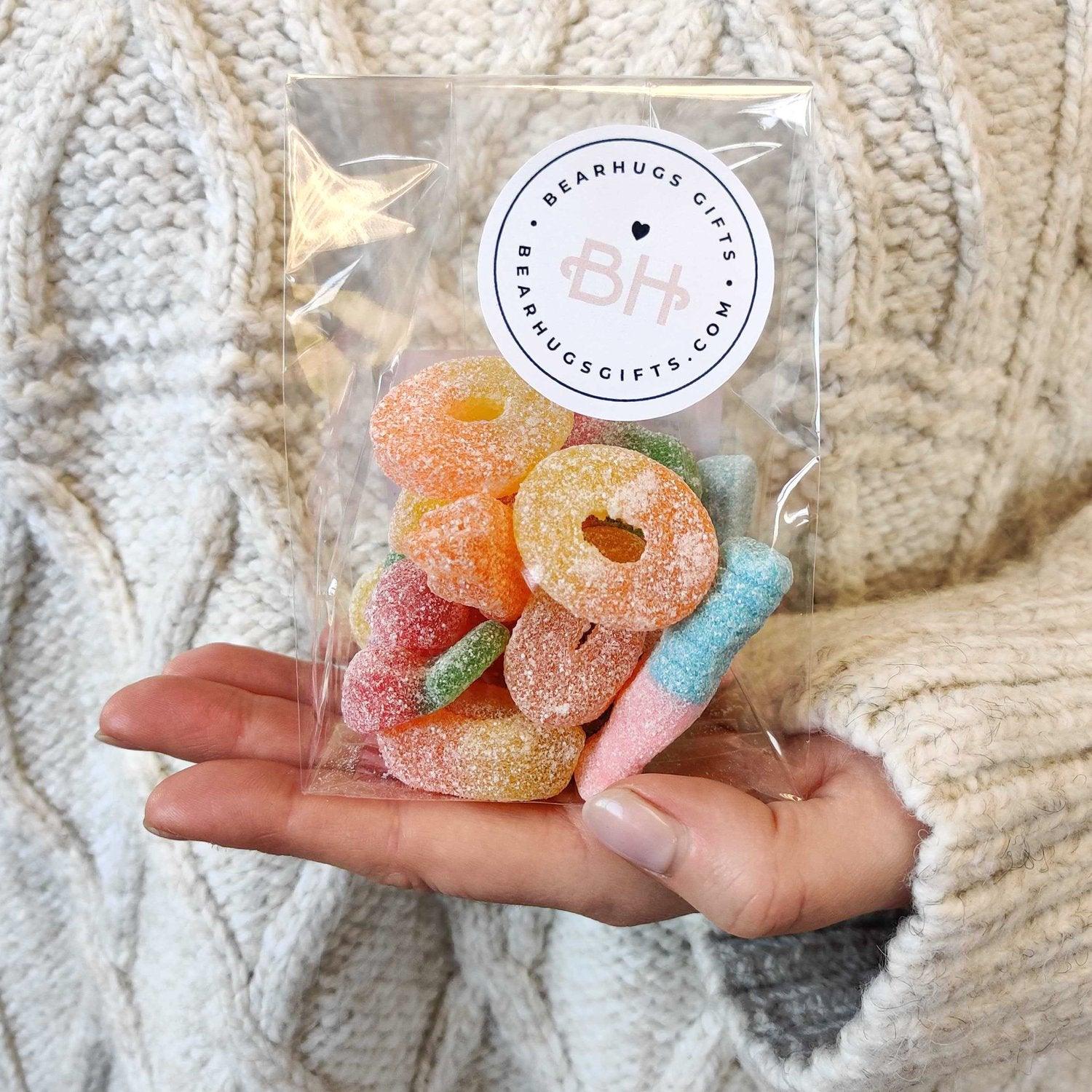 Vegan Sweets Bag - With Personalised Message Label - BearHugs - thinking of you gifts by post
