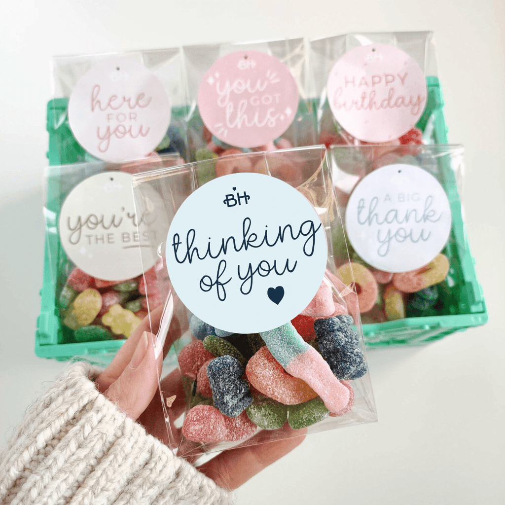 Vegan Sweets Bag - With Personalised Message Label - BearHugs - thinking of you gifts by post