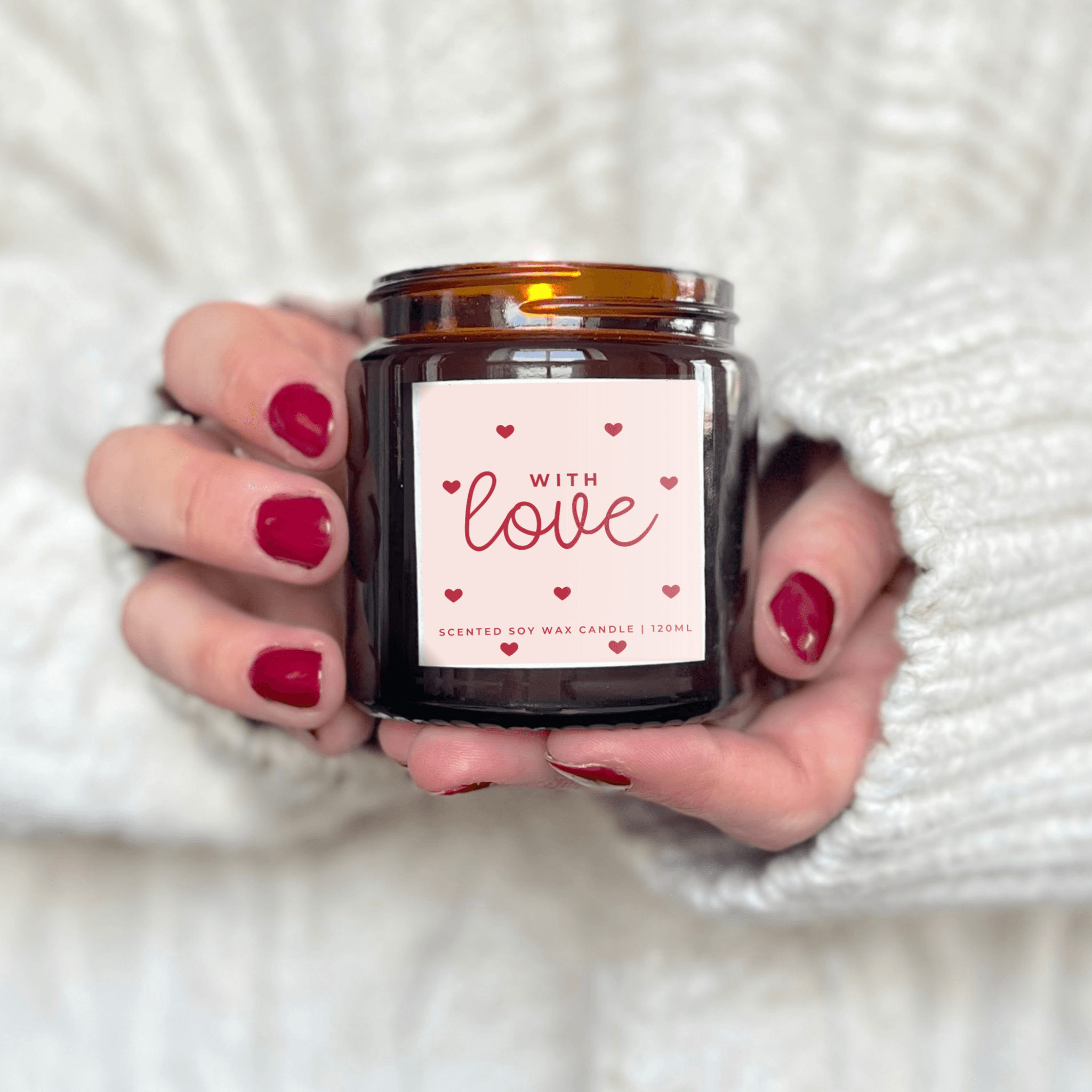 With Love Scented Natural Soy Wax Candle - BearHugs - thinking of you gifts by post