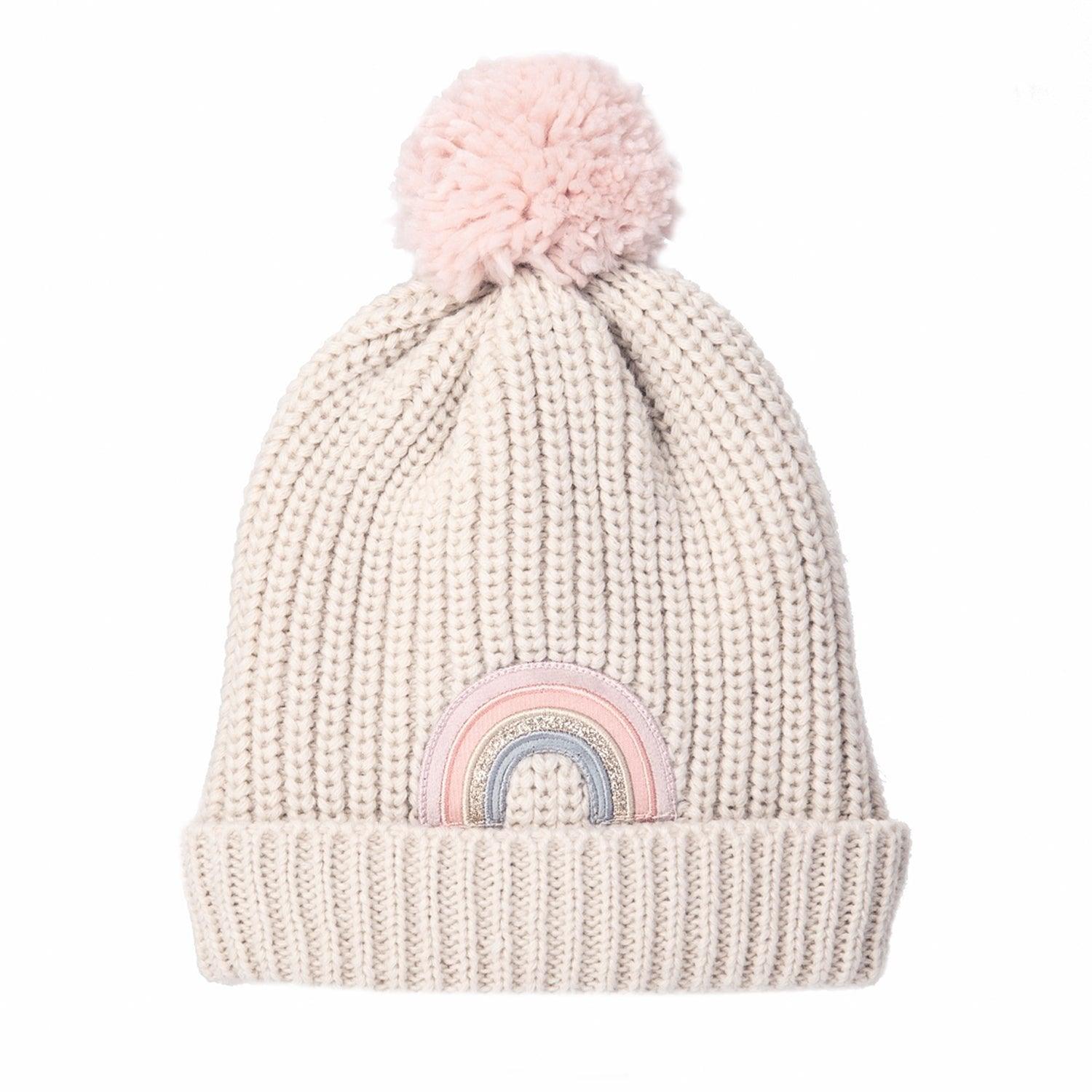 Children's Rainbow Knitted Bobble Hat - BearHugs - thinking of you gifts by post
