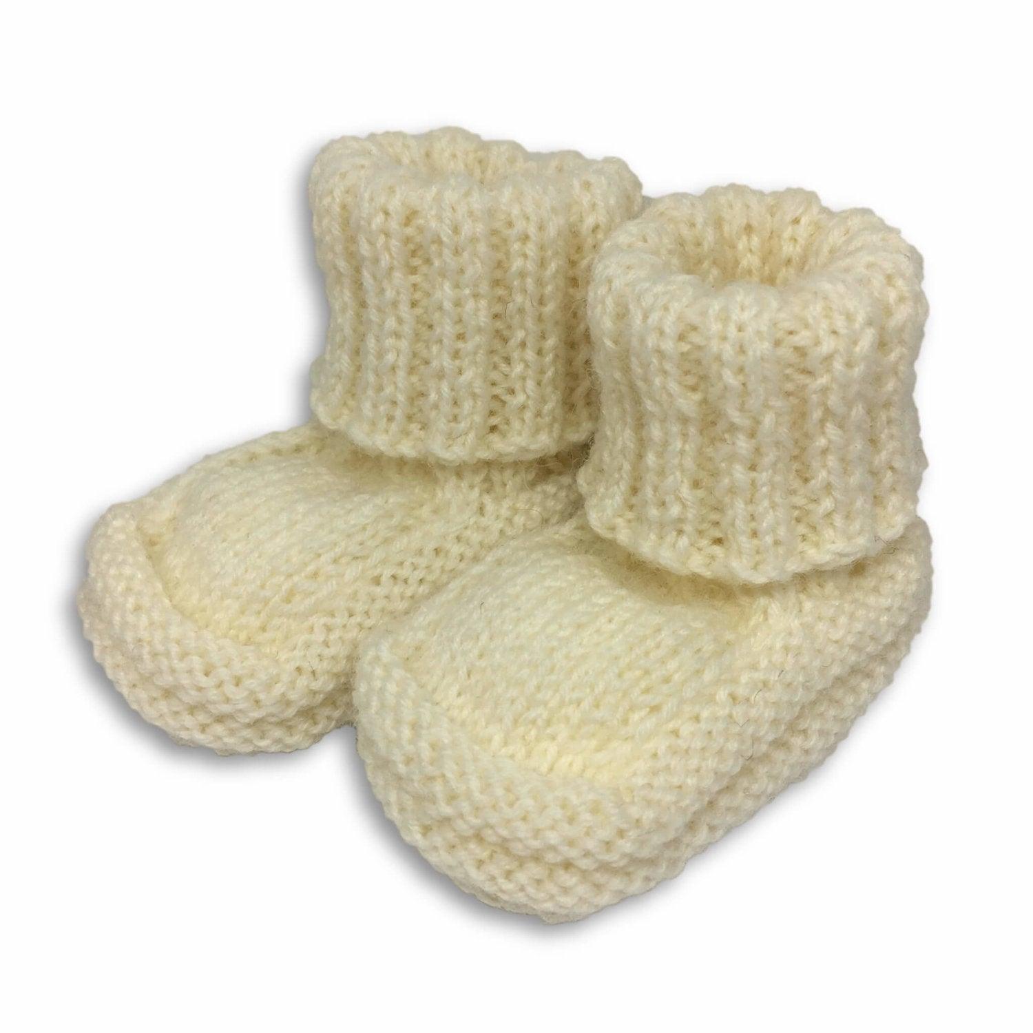 Cream New Baby Booties by Little Knitted Wares - My Store - thinking of you gifts by post